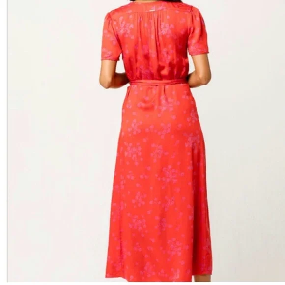 Billabong Floral Midi Wrap Dress Red Size Small - Picture 2 of 8